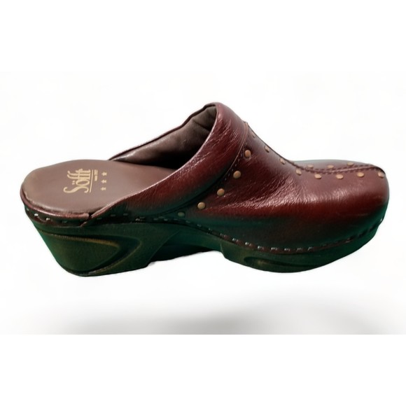 Sofft Brand Brown Leather Clogs Brass Studs Slip Resistant Soles Women's Size 9 - Picture 6 of 15
